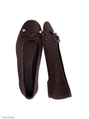 Woven Faux Leather Ballet Flats Slip-On Comfort Work Shoes